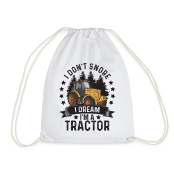 I Don't Snore I Dream I am A Tractor Saying - Drawstring Bag - white - Front