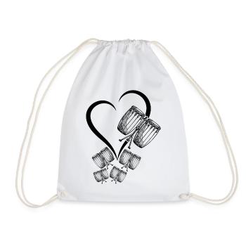 Congas Heart Conga Drums Instruments Conga Musicia - Drawstring Bag - white - Front