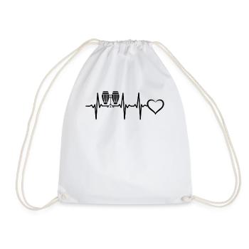 Conga Heartbeat Heart Conga Drum Instrument Conga - Drawstring Bag - white - Front