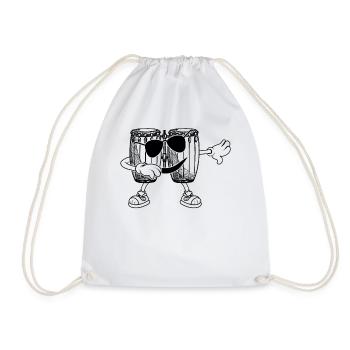 Conga Dab Dance Conga Drums Conga Player Conga Mus - Drawstring Bag - white - Front