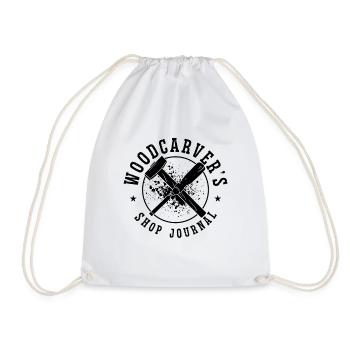 WoodCarver's Shop Journal Woodwork Wood Carver - Drawstring Bag - white - Front