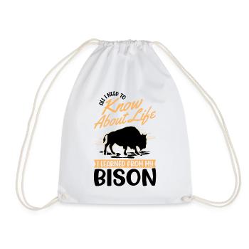 American buffalo bison water buffalo - Drawstring Bag - white - Front