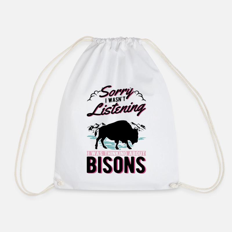 Buffalo Gift Bison Buffallo Water Buffalo - Drawstring Bag - white