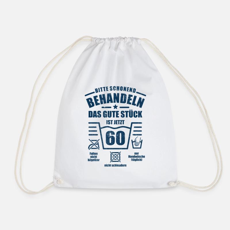 Schonend behandeln - 60. Geburtstag Geschenk - Turnbeutel - Weiß