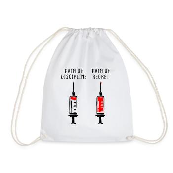Pain Of Discipline Regret Discipline Fitness Success - Drawstring Bag - white - Front
