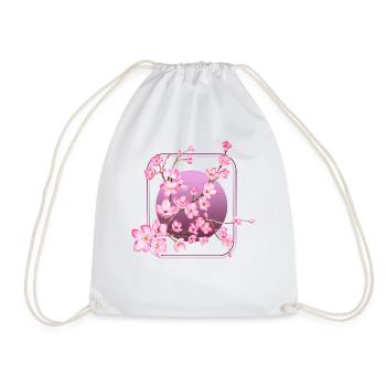 Cherry Blossom Shirt, Pink Sakura Kawaii - Drawstring Bag - white - Front