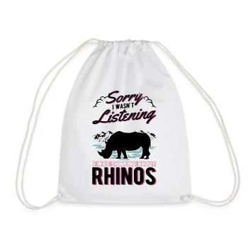 Rhino Gift Rhino Rhinoceros - Drawstring Bag - white - Front
