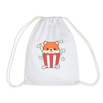 Fox Popcorn Time animaux drôles dans la restauration rapide - Sac de sport léger - blanc - Devant