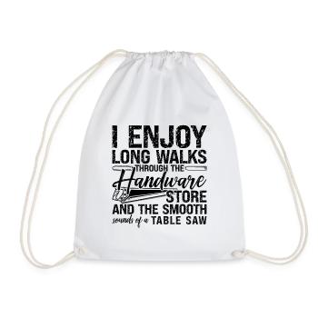 I Enjoy Long Walks Through Woodworker Woodturner - Drawstring Bag - white - Front