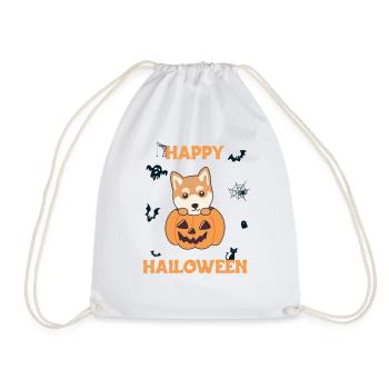 Shiba Inu in pumpkin cute dogs Happy Halloween - Drawstring Bag - white - Front