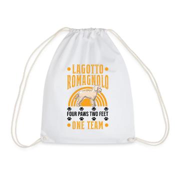 Lagotto Romagnolo 4 paws 2 legs A team - Drawstring Bag - white - Front