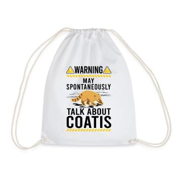 Warning coati proboscis Coati - Drawstring Bag - white - Front