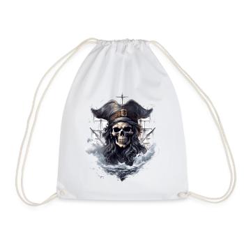 Pirate Skull Jolly Roger Costume Gift - Drawstring Bag - white - Front