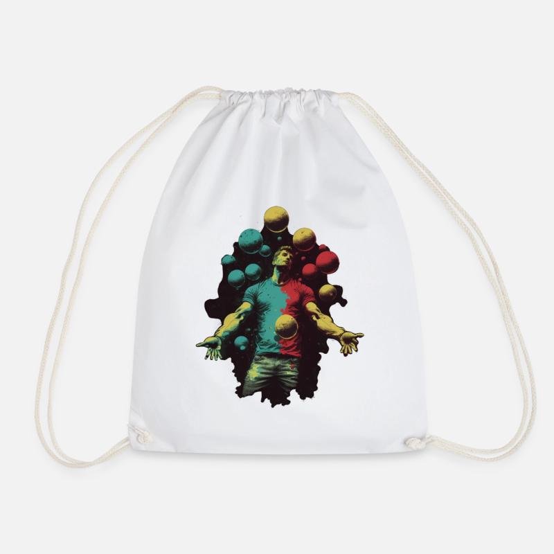Man juggling balls - Drawstring Bag - white