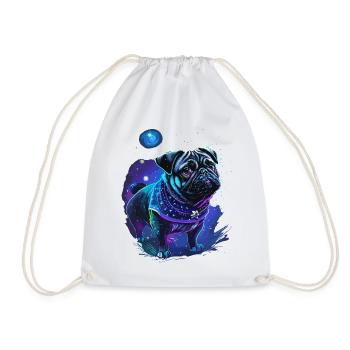 cute pug in mystical nature - Drawstring Bag - white - Front