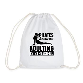 Pilates Because Adulting Is Stressful Meditation - Drawstring Bag - white - Front
