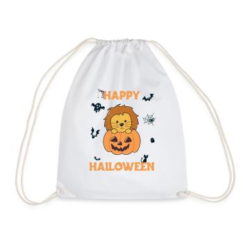 Lion à la citrouille mignon lion Joyeux Halloween - Sac de sport léger - blanc - Devant