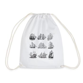 Sailboat Sailing Pirates Gasparilla Captain Boats - Drawstring Bag - white - Front