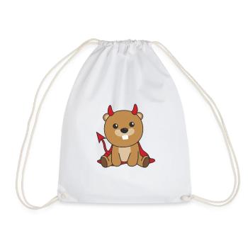 Beaver Happy Halloween Devil Costume - Drawstring Bag - white - Front
