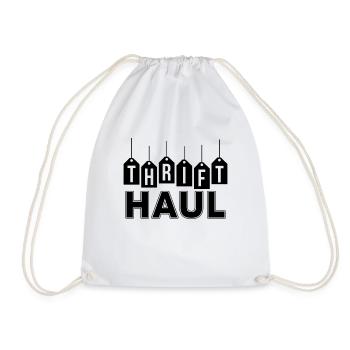 Thrift Haul Thrift Shopping Second Hand Thrifter - Drawstring Bag - white - Front