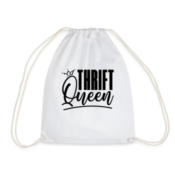 Thrift Queen Thrift Shopping Second Hand Thrifter - Drawstring Bag - white - Front