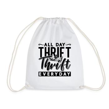 All Day Thrift Thrift Bargain Hunting Thrifter - Drawstring Bag - white - Front