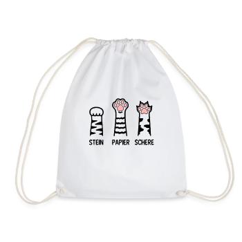 Stein Papier Schere Katze Pfote Spiel Katzenpfoten - Turnbeutel - Weiß - Vorne