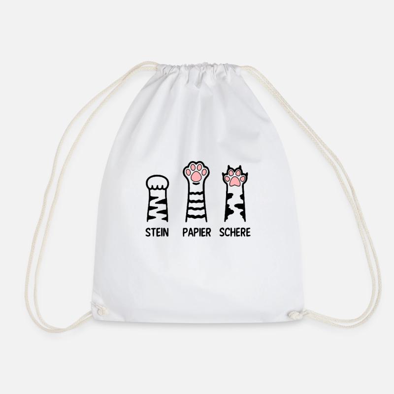 Stein Papier Schere Katze Pfote Spiel Katzenpfoten - Turnbeutel - Weiß