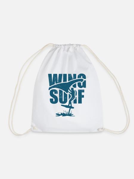 Wing Surfer mit Foil Board - Turnbeutel - Weiß