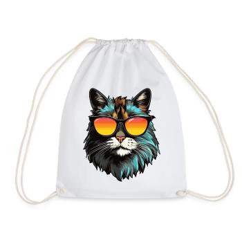 Main-Coon Katze mit Sonnenbrille - Turnbeutel - Weiß - Vorne