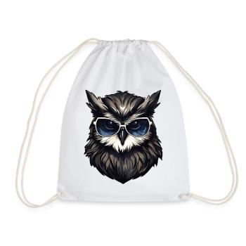 Owl with sunglasses - Drawstring Bag - white - Front