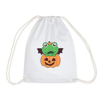 Frog Happy Halloween Pumpkin Bat Costume - Drawstring Bag - white - Front