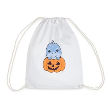 Dino in pumpkin cute dinos Happy Halloween - Drawstring Bag - white - Front