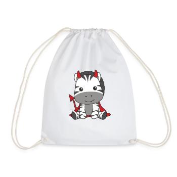 Zebra Happy Halloween Devil Costume - Drawstring Bag - white - Front