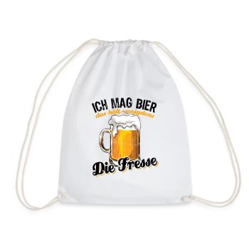 Ich mag Bier das hält wenigstens die Fresse Spruch - Turnbeutel - Weiß - Vorne