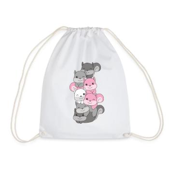 Demigirl Flag Pride LGBTQ Cute Squirrel - Drawstring Bag - white - Front