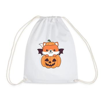 Fox Happy Halloween Pumpkin Bat Costume - Drawstring Bag - white - Front
