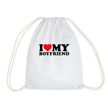 I Love My Boyfriend - Ich Liebe Meinen Freund - Drawstring Bag - white - Front