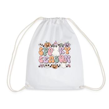Spooky Season: Retro Halloween: Ghost and Pumpkins - Drawstring Bag - white - Front
