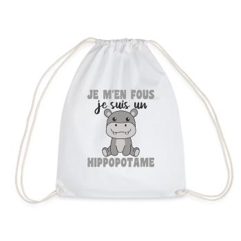 Je m'en fous je suis un hippopotame - Hippo - Turnbeutel - Weiß - Vorne