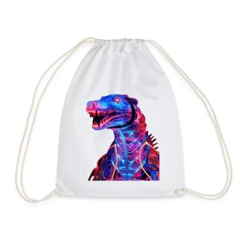 Neon-Dino mit futuristischem Flair - Turnbeutel - Weiß - Vorne
