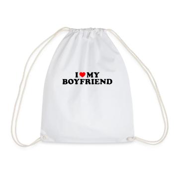 J’aime mon petit ami T-shirt - Sac de sport léger - blanc - Devant