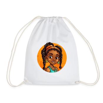 Elegant Afro-Heroine Illustration - Drawstring Bag - white - Front