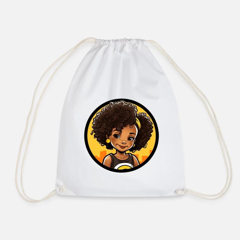 Vivid Afro-style cartoon illustration - Drawstring Bag - white