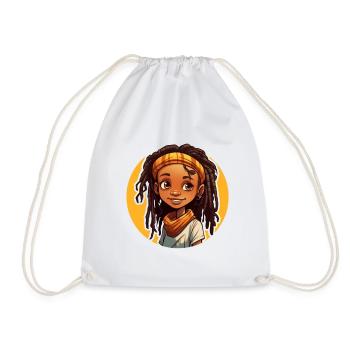 Lässiger Dreadlocks-Stil mit bunter Kopfbedeckung - Turnbeutel - Weiß - Vorne