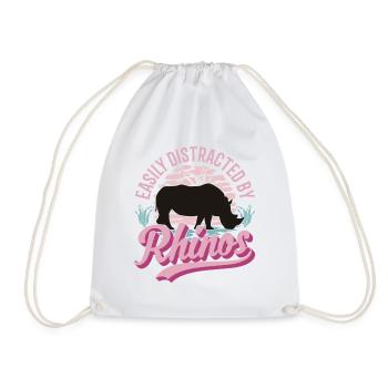 Easily distracted by Rhinos Rhino - Drawstring Bag - white - Front