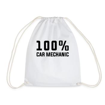 100% Car Mechanic Funny Mechanic - Turnbeutel - Weiß - Vorne