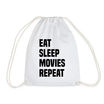 Eat Sleep Movies Repeat - Drawstring Bag - white - Front