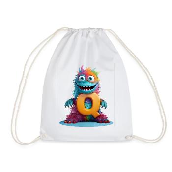 Regenbogenmonster mit Q - Turnbeutel - Weiß - Vorne