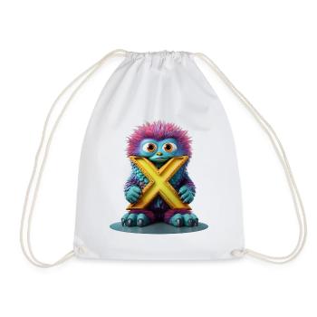 Multicolored Monster with X - Drawstring Bag - white - Front